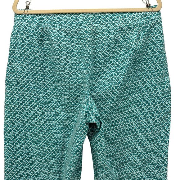Talbots Petites Stretch Green White Pattern Cropped Pants Womens 12P - Picture 5 of 8